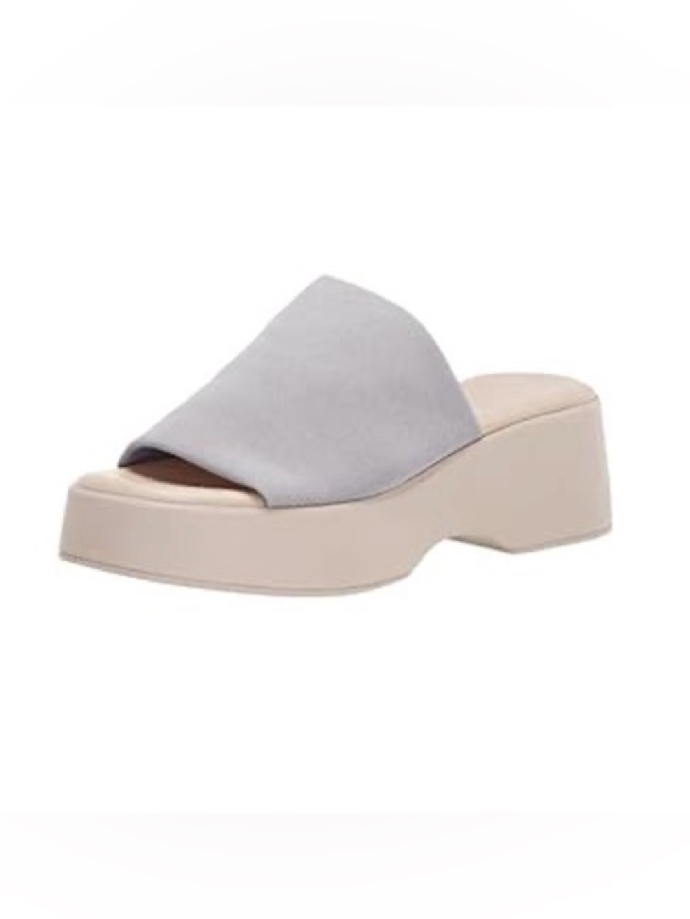 Platform Slide Mule in Light Gray and Cream